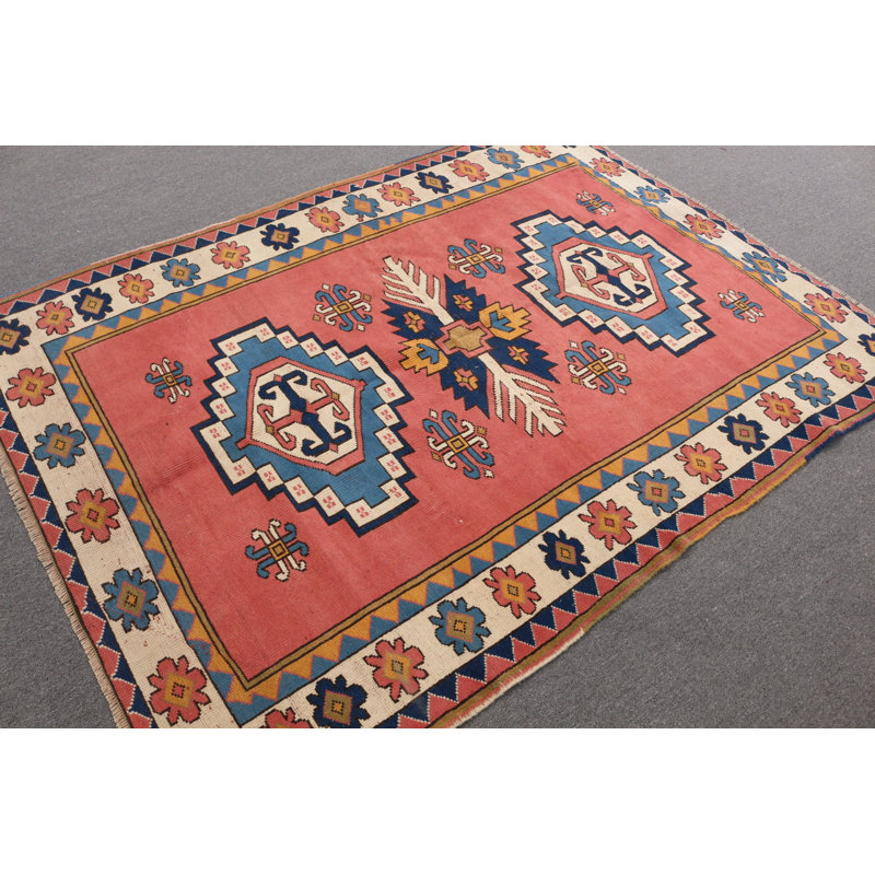 Tapis turc Oushak fait à la main en rouge pour une utilisation intérieure idéale pour la chambre à coucher ou la salle à manger