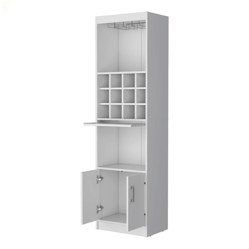 Bar avec rangement pour bouteilles de vin, Blanc