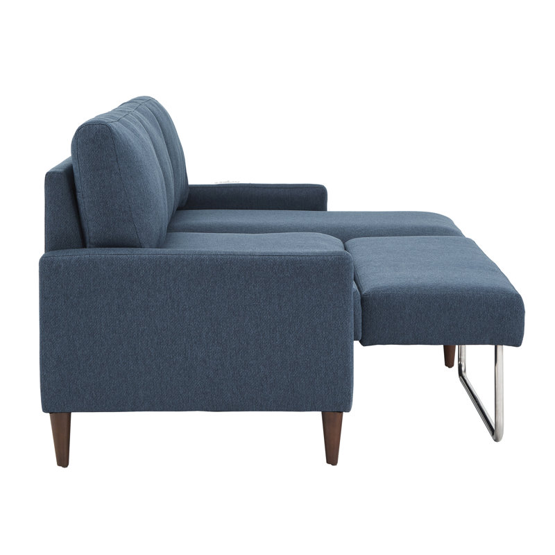 Myatt Upholstered L-Shaped Sectional, Navy Blue Polyester Blend, Left Hand Facing