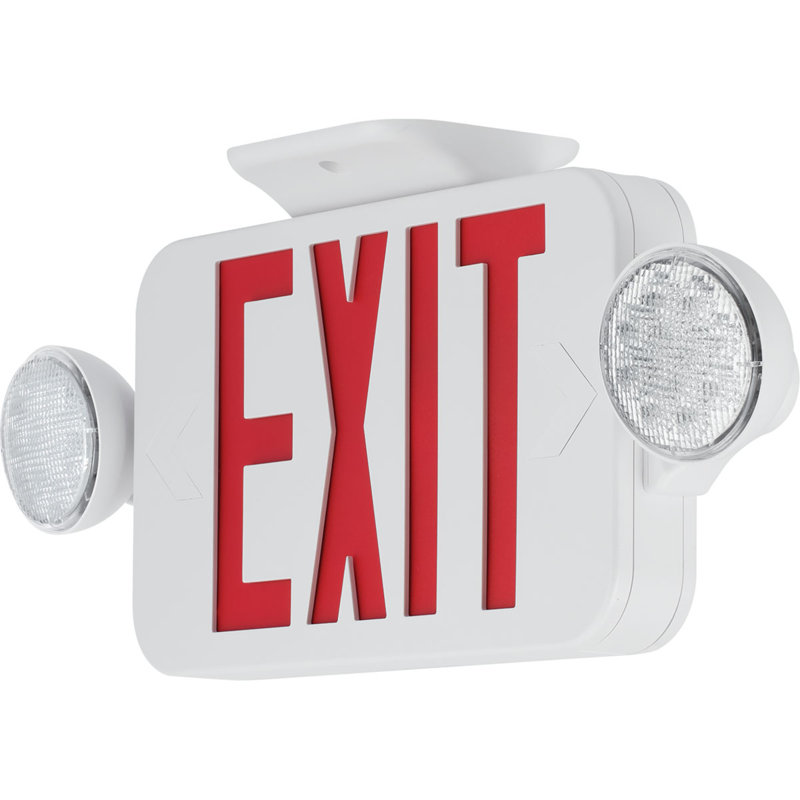 Thermoplastic Surface-Mounted LED Emergency Exit Combo Sign, Red