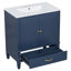 Meuble-lavabo de style rétro 30 po avec lavabo, rangement multifonctionnel, porte à fermeture en douceur et structure en bois d'acacia durable