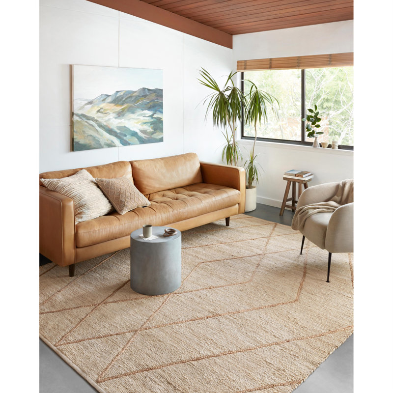 Tapis ivoire / naturel tissé à la main Albemarie, Tapis de couloir 2 pi x 5 pi