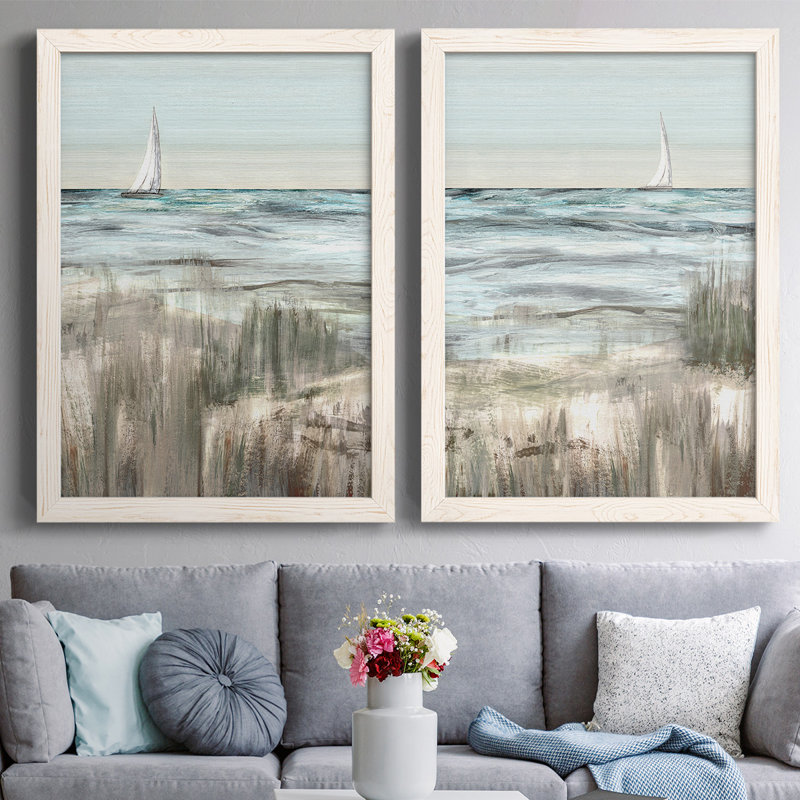 «Heading In Dusk I» - Toile encadrée de qualité supérieure - prête à être accrochée, Blanc, H 27,5 po x l 75 po x P 1,5 po