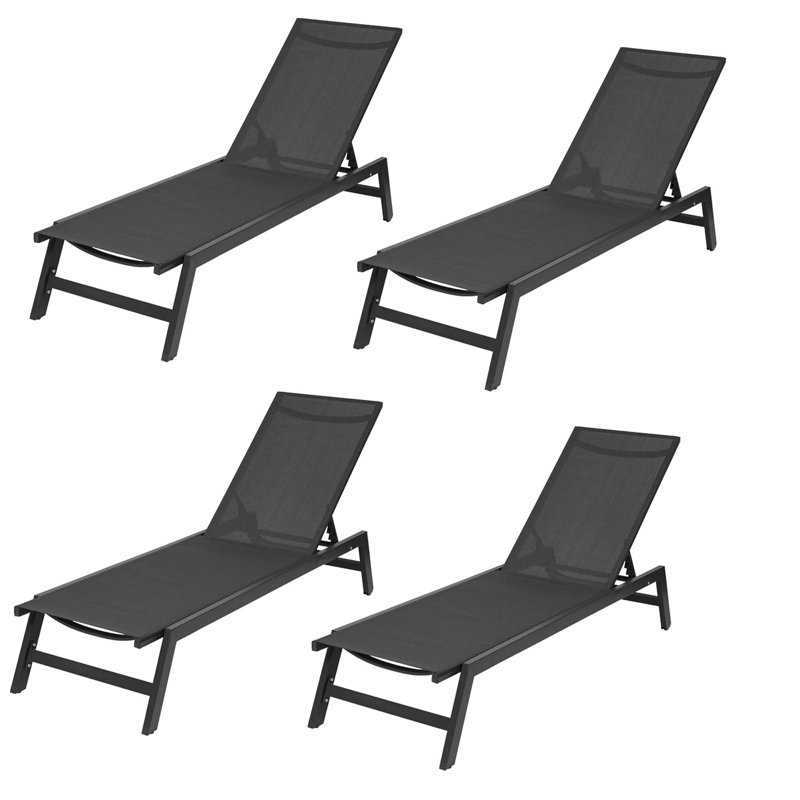 Chaise longue sans accoudoirs en métal Emris, Gris foncé