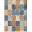 Tapis intérieur / extérieur lavable 10 pi x 14 pi bleu à motif géométrique rouille et denim