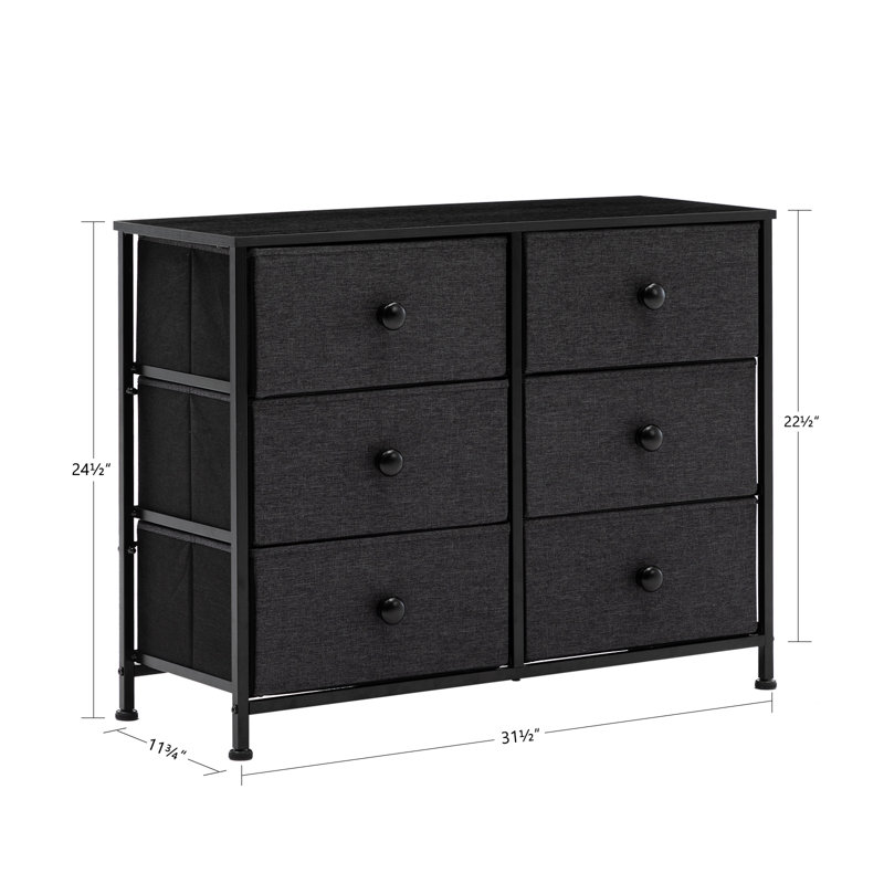 Commode 6 tiroirs Ellerbe, Noir