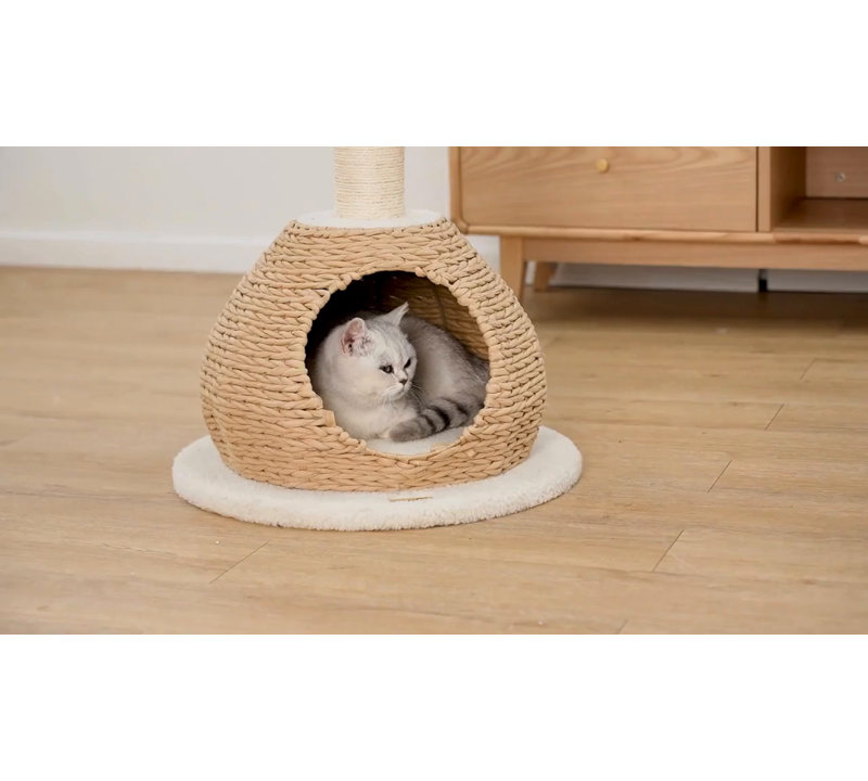 Eco-Friendly Handwoven Sisal Cat Tree with Perch and Condo