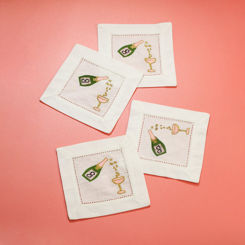 Serviettes de cocktail brodées Fizz and Finesse