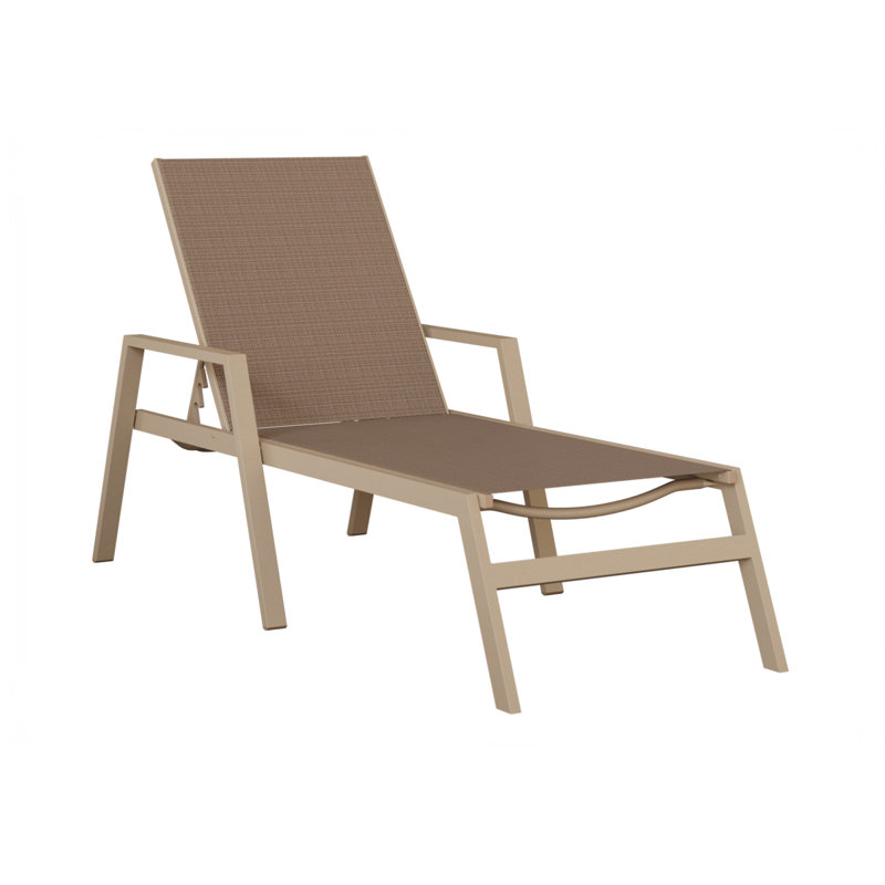 Chaise longue Vida en aluminium graphite avec tissu en tweed taupe, Brown, Sahara moucheté