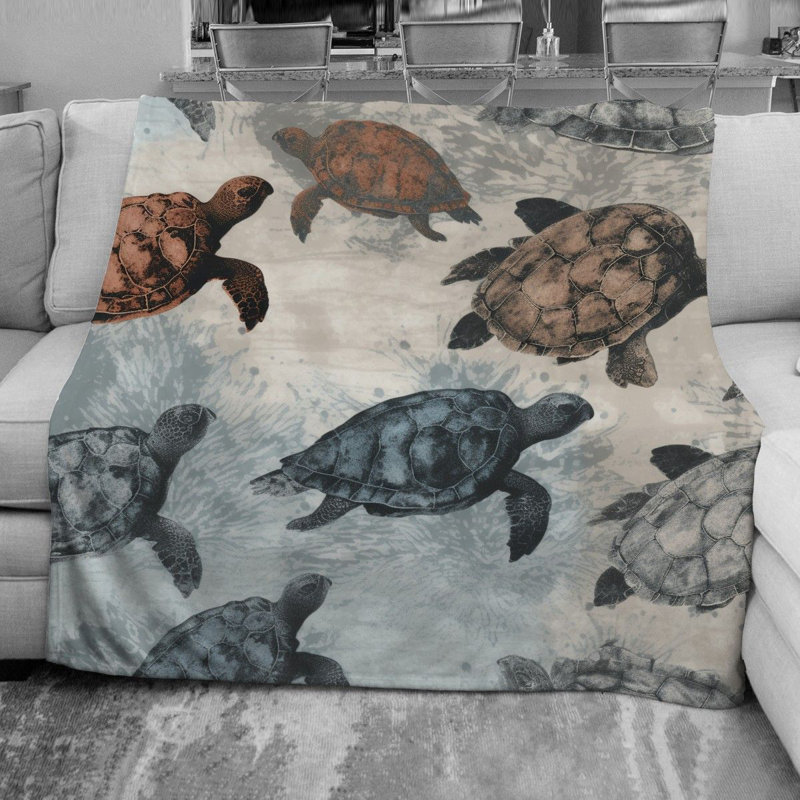 Turtle Machine Printed Throw Blanket, 68" W x 80" L