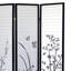 Paravent de 70 po de hauteur à 3 pièces avec motif floral et noir