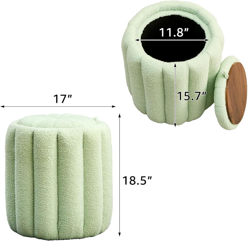 Upholstered Pouf, Green