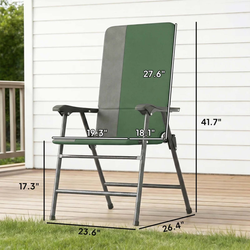 Ensemble de 2 chaises d'extérieur pliantes à haut dossier avec support ergonomique, tissu double couche de qualité supérieure et conception portable compacte pour la pelouse, le patio, la plage et le camping.