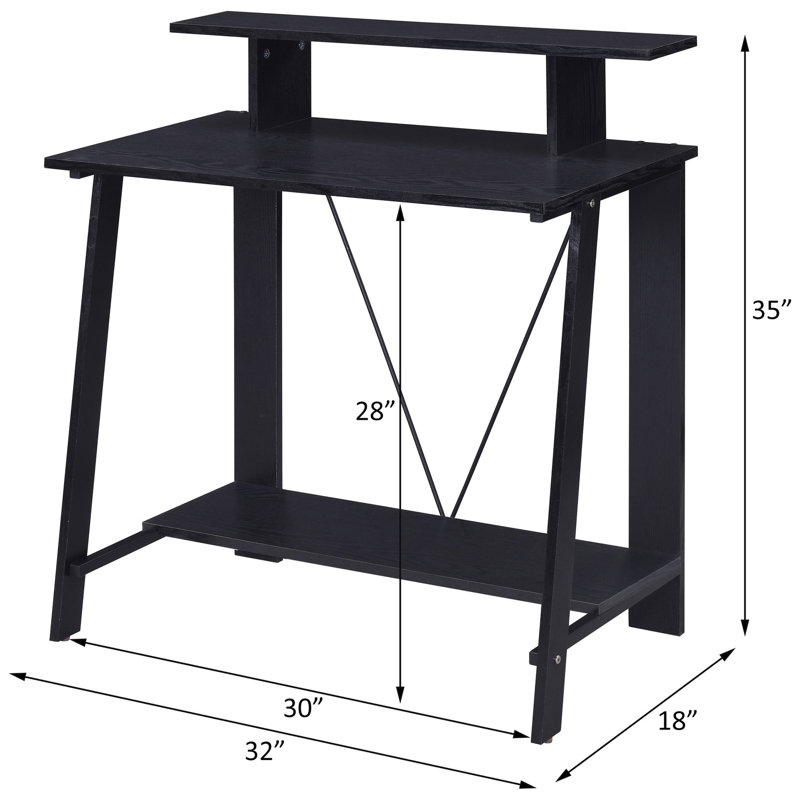 Black Desk With Rectangular Shape And Storage Drawers Two A Robust Synthetic Wood Structure