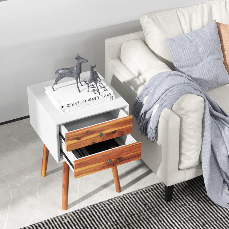 Abramson 16'' W Nightstand, Brown/White