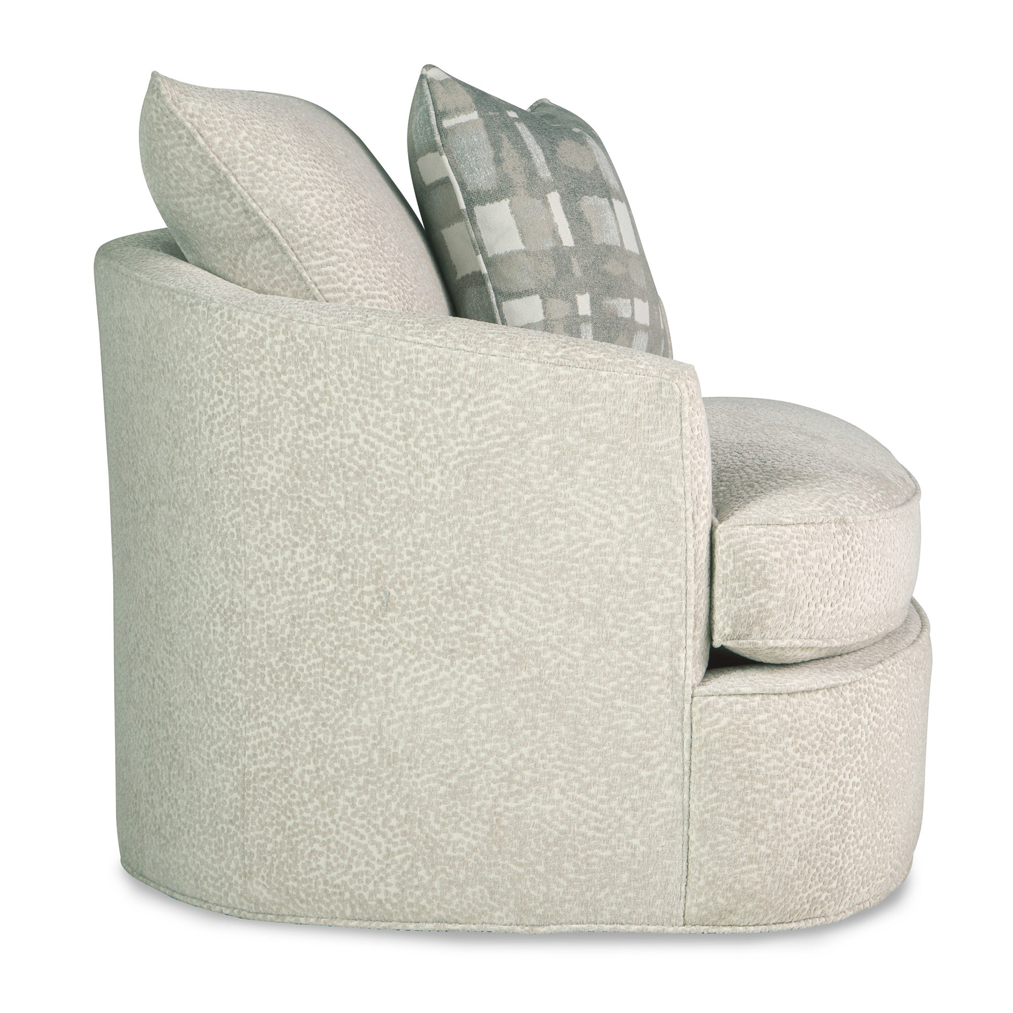 Mills Upholstered Swivel Barrel Chair, Snowcreek 10 White