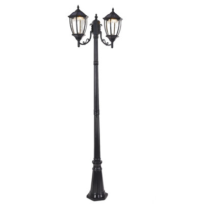 Lampadaire solaire d'extérieur à 2 têtes (complet) avec capteur de crépuscule à l'aube