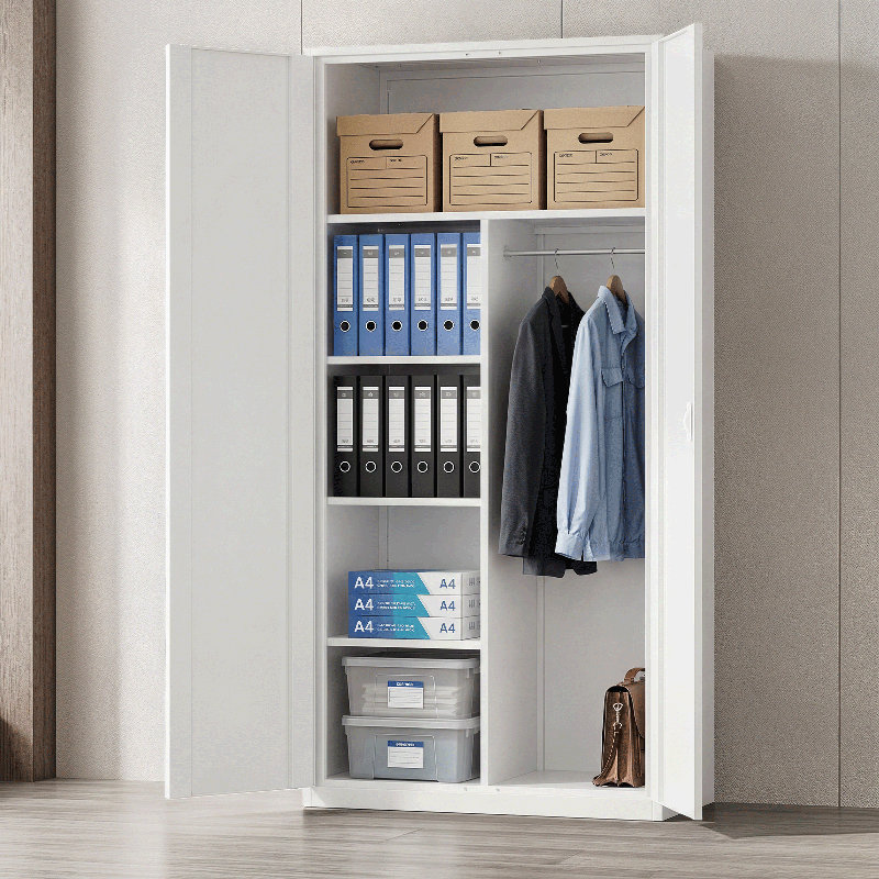 Armoire de rangement en métal 72 po, organisateur de garde-robe de rangement avec tringle, porte verrouillable et tablettes réglables