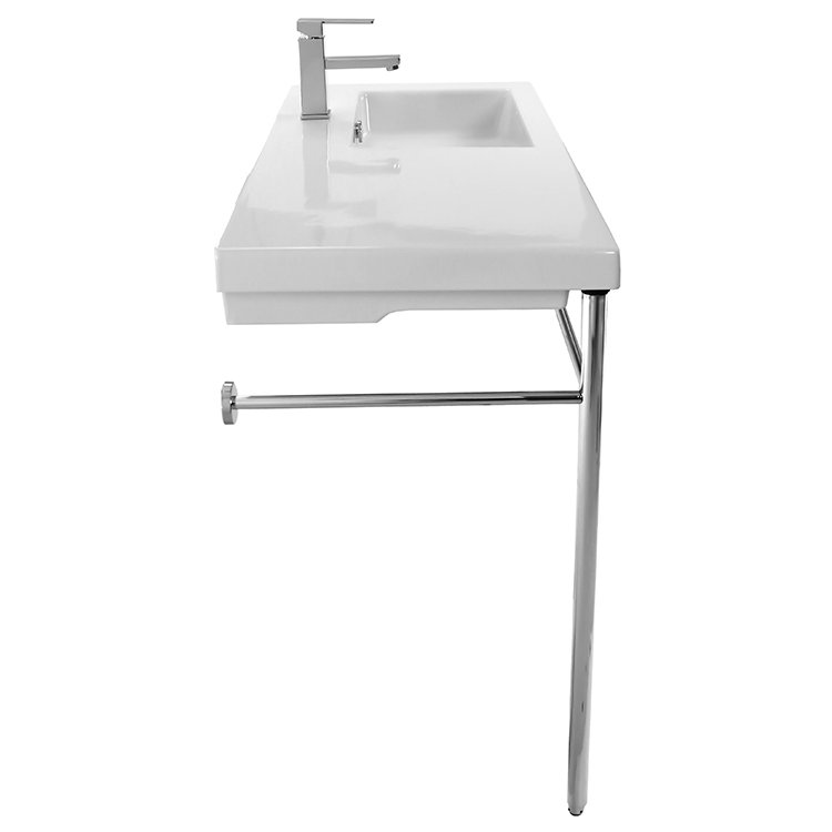 Ceramica Tecla By Nameeks Condal 17.72'' White Ceramic Rectangular Bathroom Sink with Overflow, Single Hole
