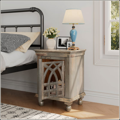 Table de chevet en bois gris antique