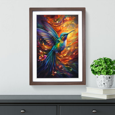 Hummingbird Expressionism - Single Picture Frame Print on Wood