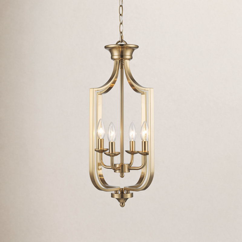 4-Light Dimmable Metal Lantern Empire Chandelier, Antique Gold, Small