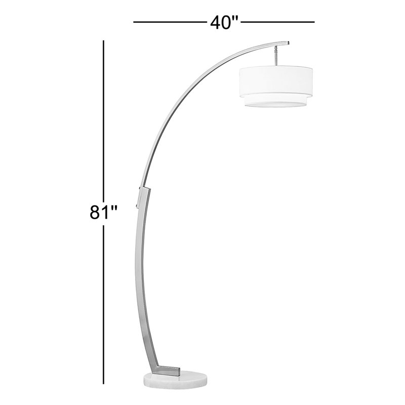 Emalia 81'' Arched Floor Lamp, White, Dark Bronze