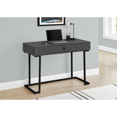 Contemporary Grey Laminate Computer Desk With Storage, Perfect For Home Office And Small Spaces