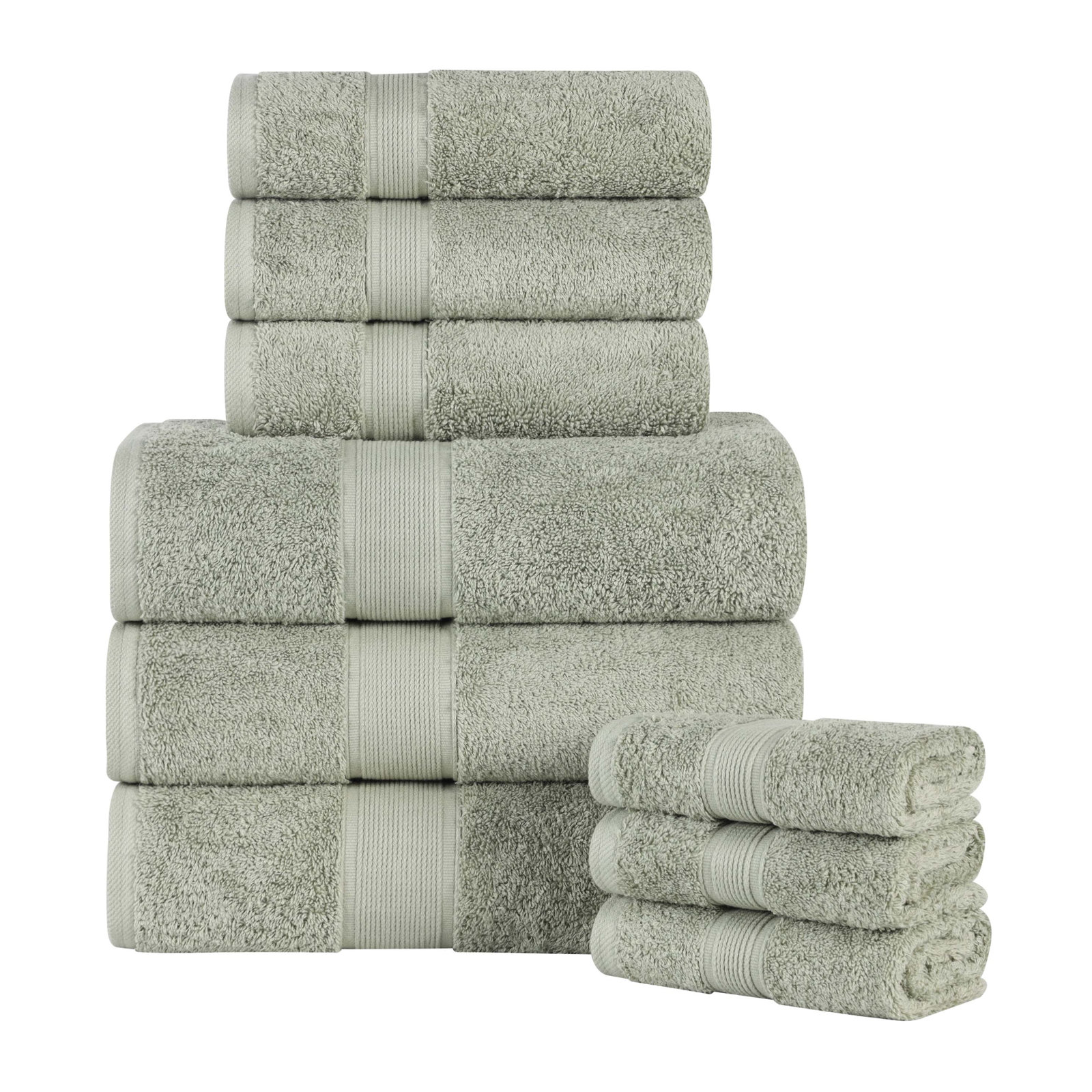 Organic Cotton Towel Set, Sage, 9 Piece Set