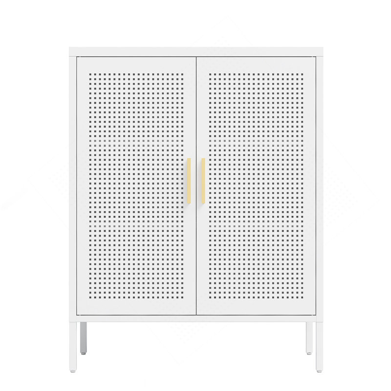 Armoire de rangement en métal durable avec 2 portes et 2 tablettes réglables, idéale pour un rangement de garage sécuritaire et organisé