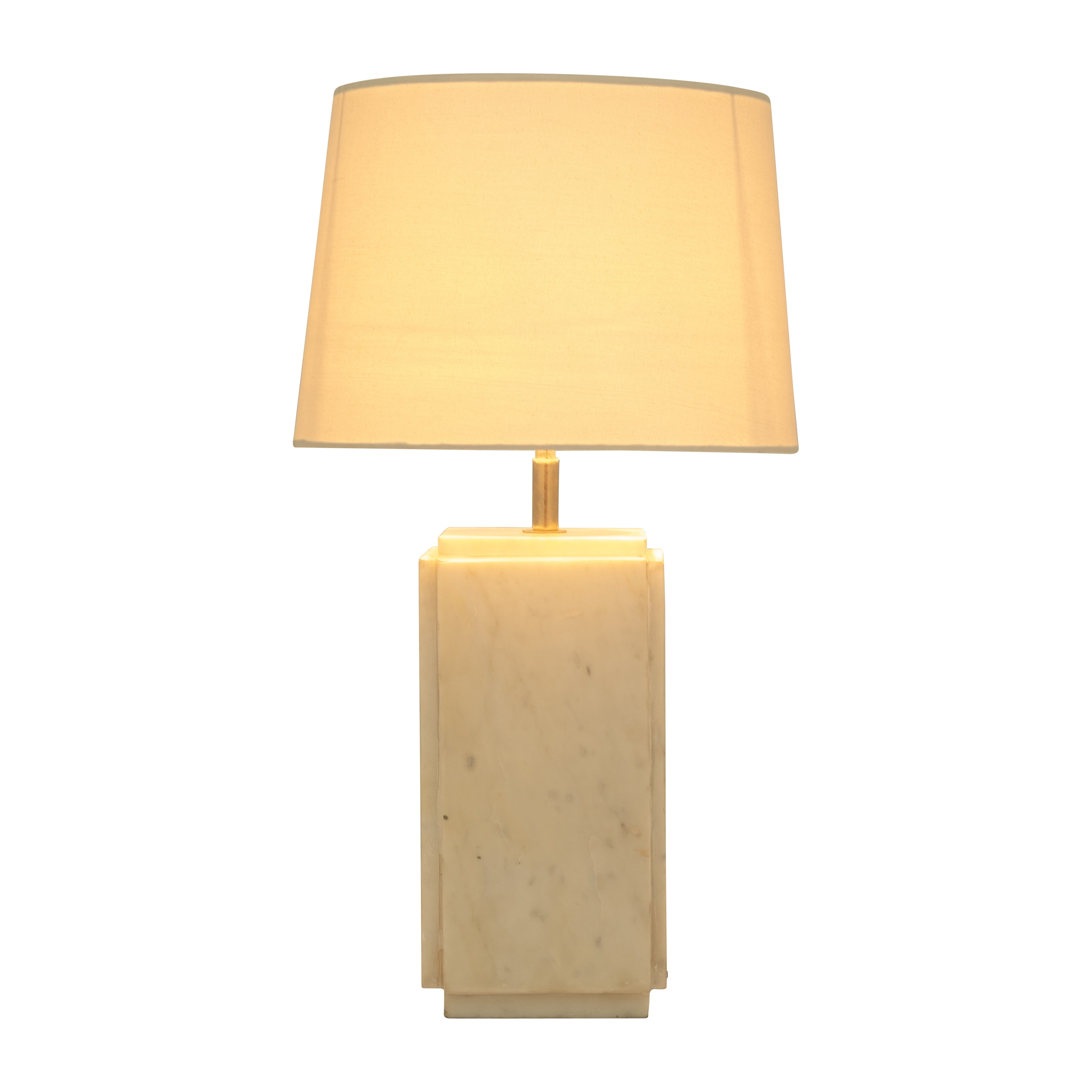 Vintage Marble Base Brass Column Table Lamp With Shade