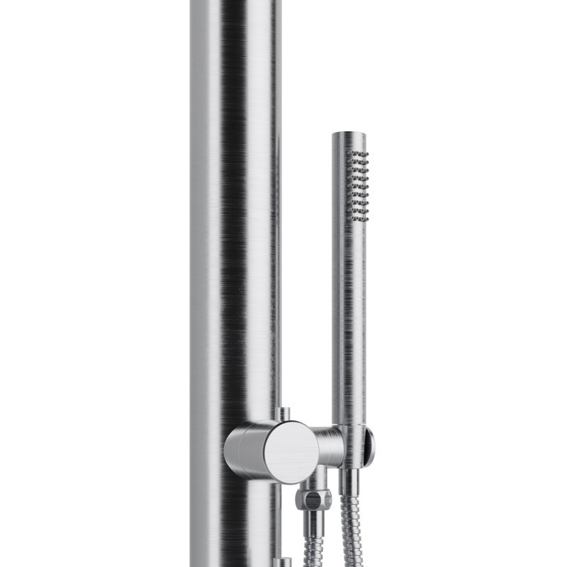 Système de douche d'extérieur Wave 2,5 po avec raccords d'eau chaude et froide et douchette à pieds Wave