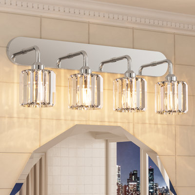 Dimmable Bathroom Vanity Light with Crystal Shade