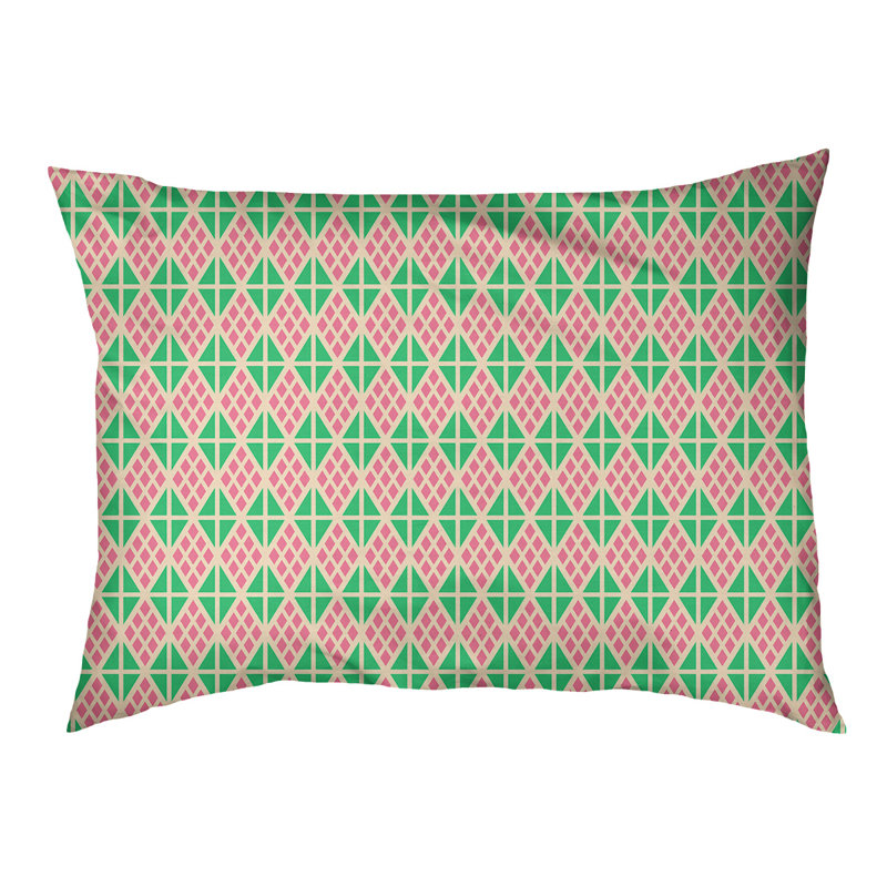 Coussin diamants Byrge, Grand (l 42,5 po x P 32,5 po x H 14 po), Rose / Vert