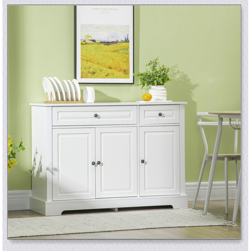Buffet, armoire de cuisine moderne avec 2 tiroirs et tablettes réglables