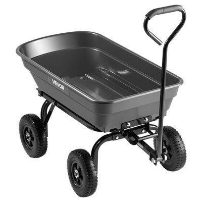 VEVOR Garden Dump Cart, 400 lbs Poly Dump Cart, Garden Carts Dumps Wagon with 90° Quick-Dumps Mechanism, 180° Swivel Wheels, 270° Flexible Rotating Bearings