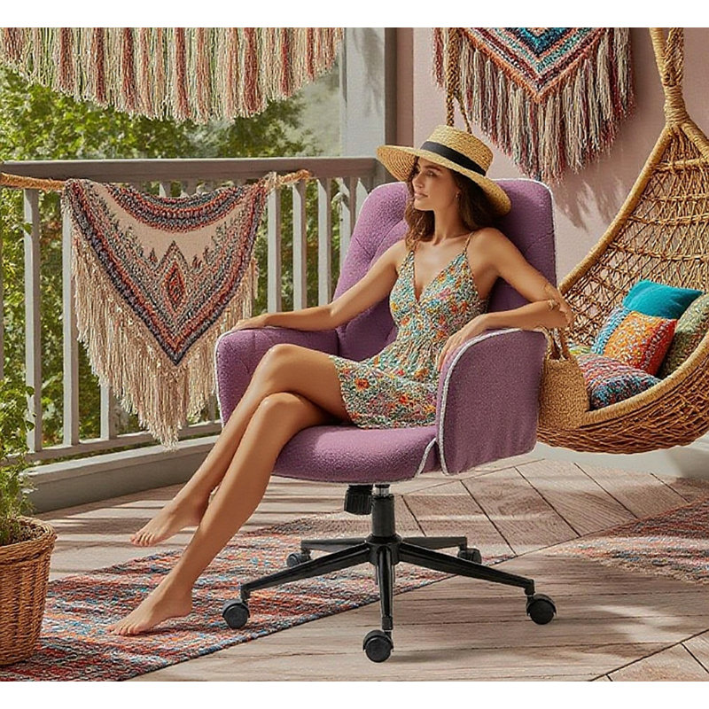 Chaise de bureau à domicile, chaise de bureau d'ordinateur à hauteur ajustable et capitonnée