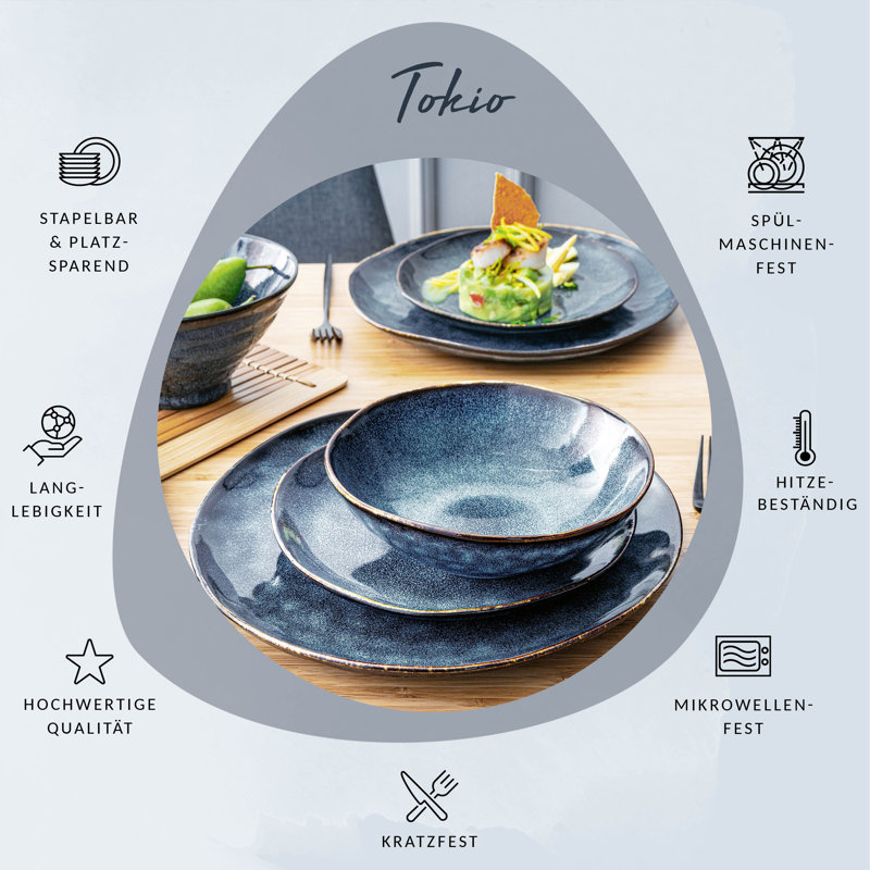 Bellewood 12 Piece Bone China Dinnerware Set, Service for 4