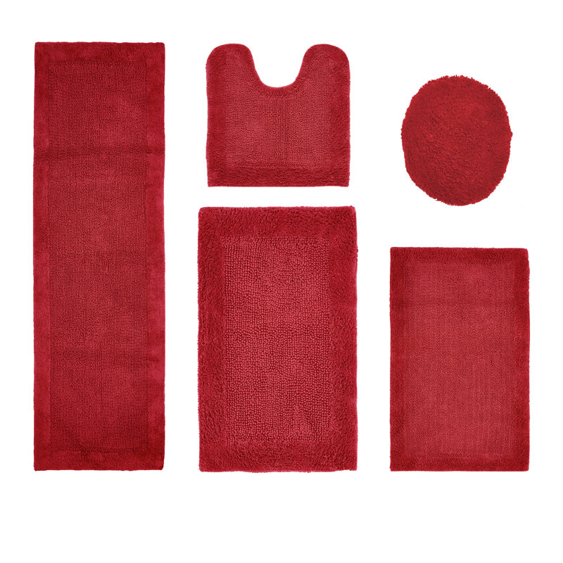 Ensemble de tapis de bain 5 pièces Makayln, 5 pièces (18 po x 20 po | 17 po x 24 po | 20 po x, Rouge