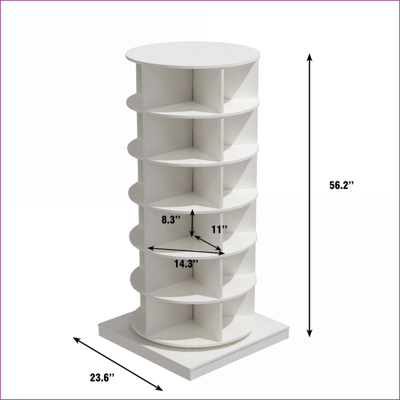 Shoe Cabinets 360 Rotating 6-Layer 24-Pair Capacity | Modern | Particle Board+MDF, White