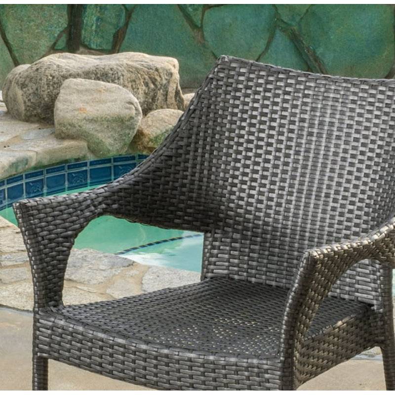 Fauteuil empilable en osier Mirage PE gris, 4 pièces