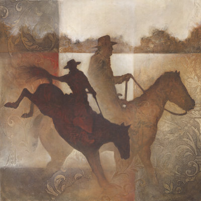 «Country Cowboy I» sur toile par échelle blanche