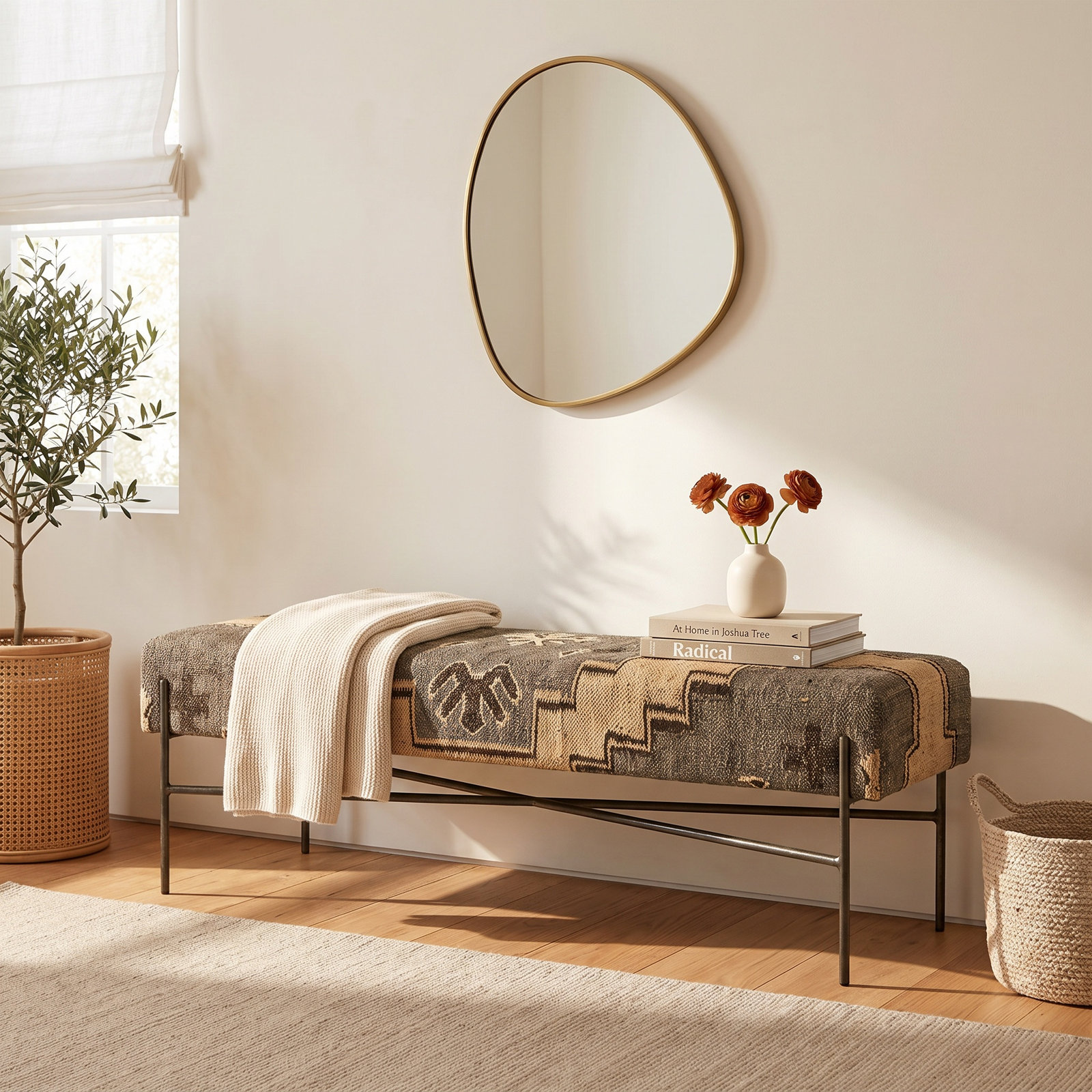 Bench, Tan/Damask
