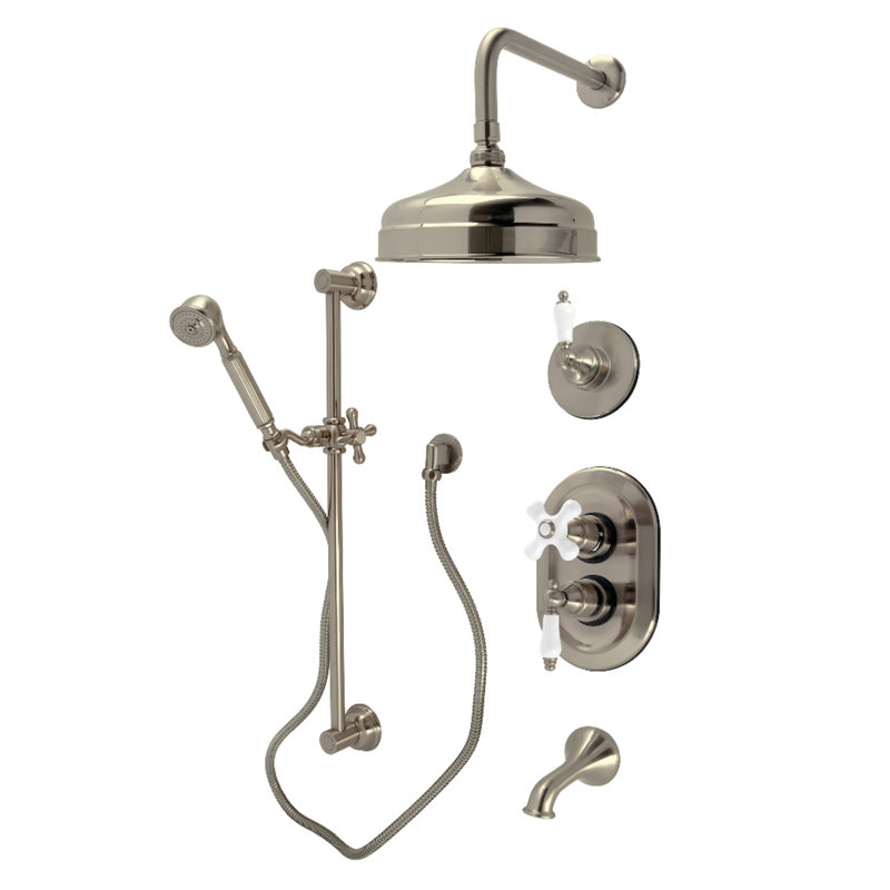 Kingston Restoration Thermostatic Tub And Shower System, Brushed Nickel