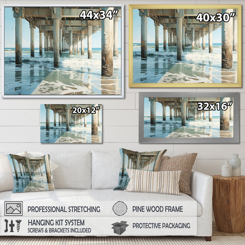 Art mural sur toile Quinlynn - Plage et océan, H 12 po x l 20 po x P 1 po, Cadre naturel flottant