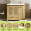Meuble-lavabo sur pied 36 po avec lavabo en céramique, armoire de rangement autoportante avec tiroir et panier à linge inclinable, armoire de rangement pour salle de bain-1464606334