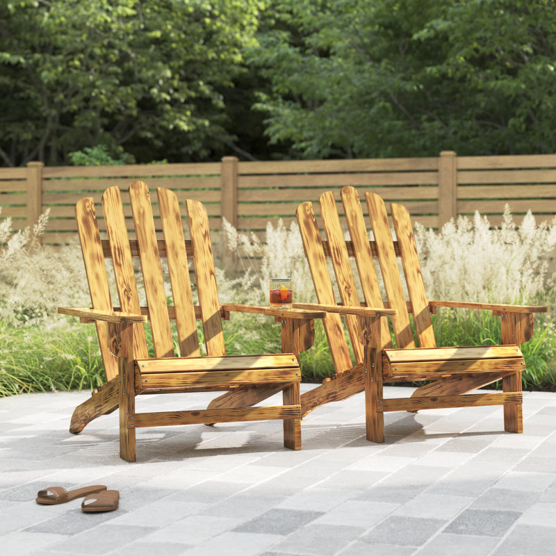 Fanna Rustic Charred Fir Wood Adirondack Chairs