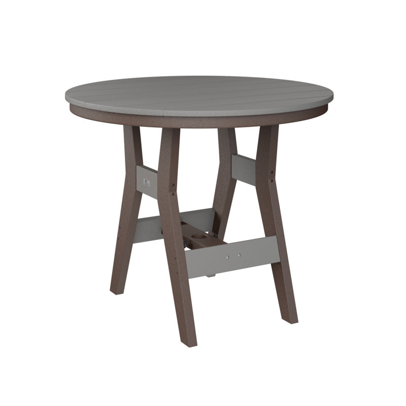 Harbor Outdoor Round Dining Table, Chocolate Brown, Seashell