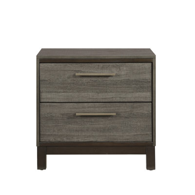 Contemporary Styling 1Pc Nightstand Of 2X Drawers W Antique Bar Pulls Two-Tone Finish Wooden Bedroom Furniture