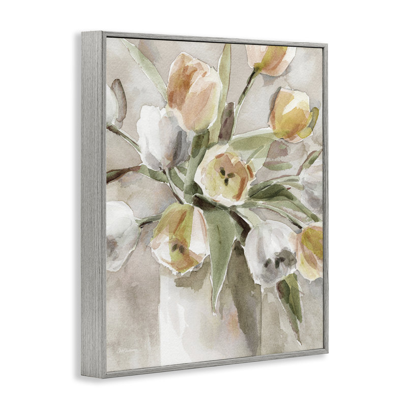 «Peachy Tulips Vase», estampe numérique de Carol Robinson, H 14 po x l 11 po, Estampe numérique Farmhouse